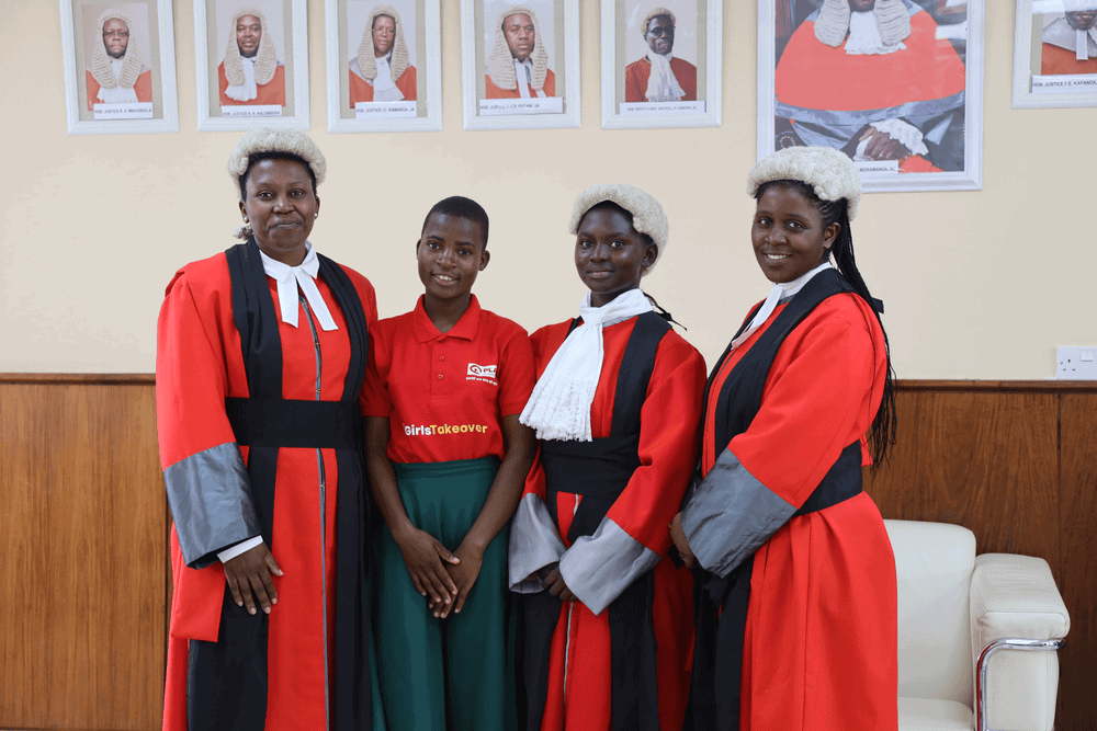 Four girls in court justice robes
